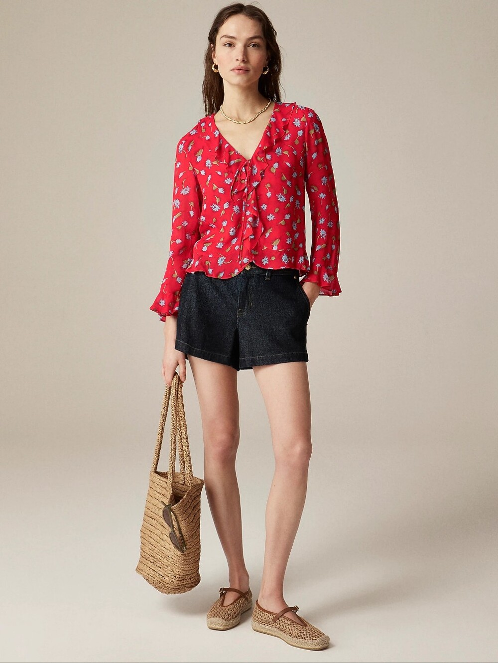 J.Crew Ruffle Front Chiffon Blouse